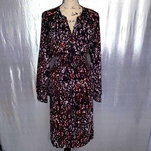 Long Button Down Maxi Dress V Neck Long Sleeves